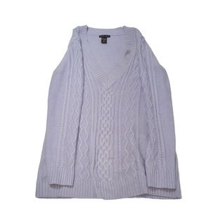 EUC New York & Company Long Sleeve Purple Acrylic Sweater Womens L